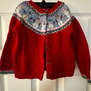 Mini Boden Red and Blue Festive Cardigan